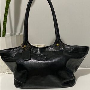 Coach Large Patent Leather Bleecker Carryall Tote Bag